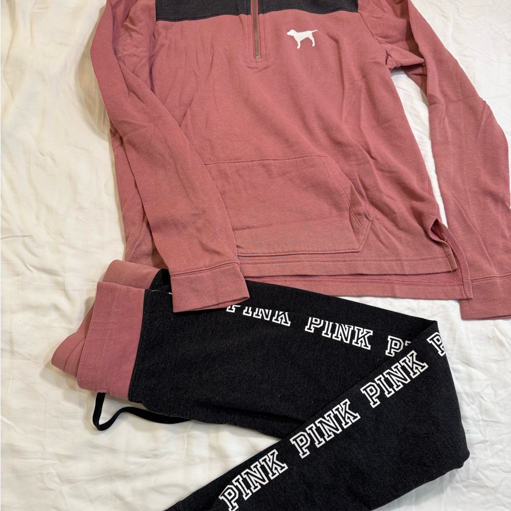 PINK Victoria's Secret Quarter-Zip Pullover with matching leggings